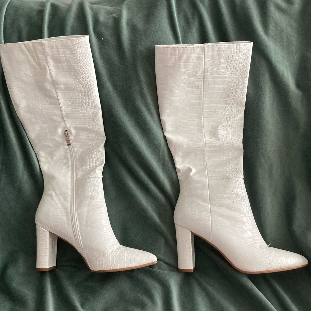 White zippered go-go boots